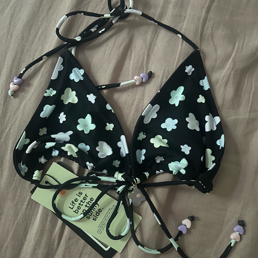 Blackbough Swim x Frasier Sterling triangle bikini top in Oopsie Daisy pattern